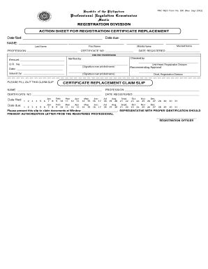Replacement Registration Certificate .